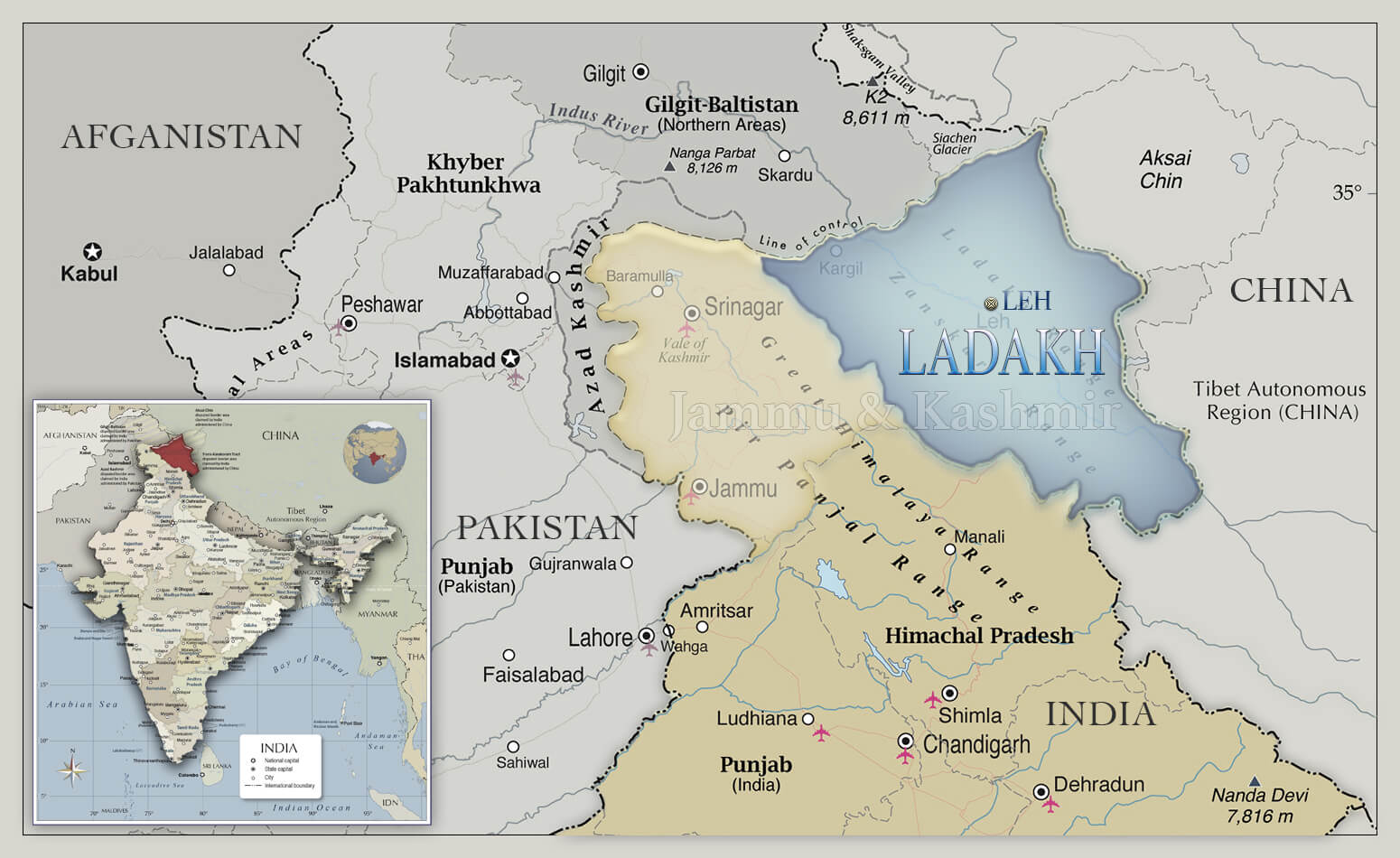 Map of Ladakh,born4travel.de