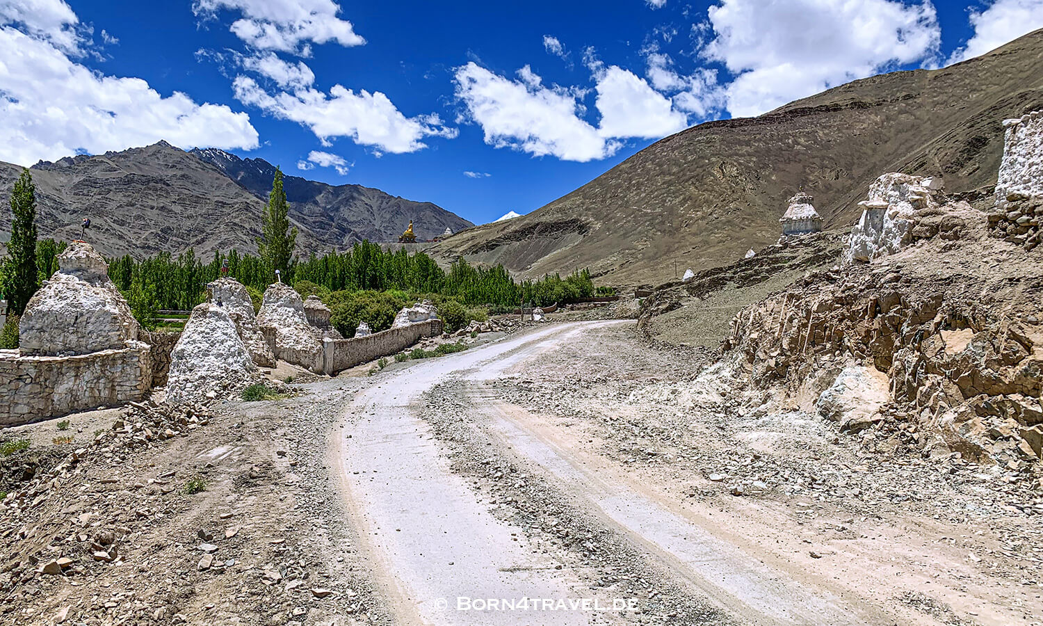 Stok Gompa & autama-Buddha-Statue in Ladakh südlich von Leh, Ladakh, Himalaya, Indien,born4travel.de