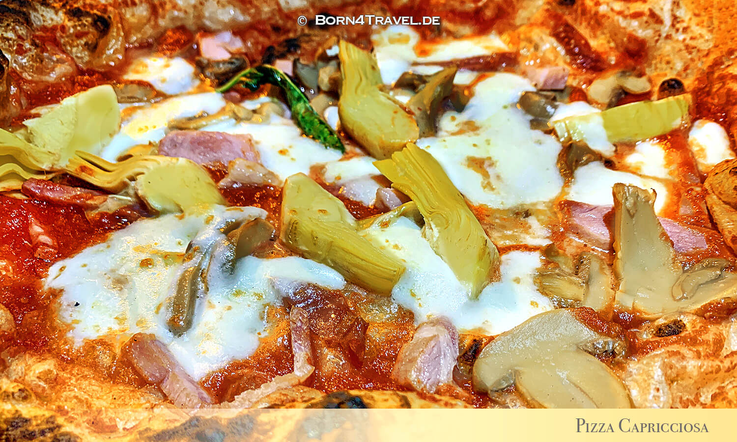 Pizza Capricciosa,Fuego Ristorante Pizzeria,Procida,Reisebericht Italien,born4travel.de