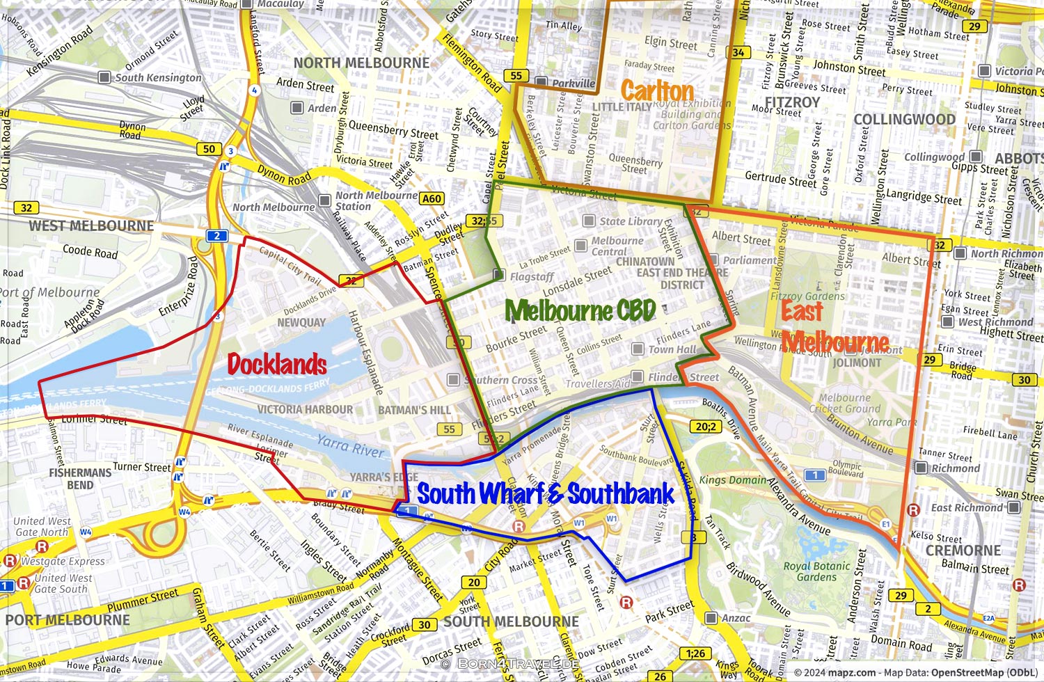 Map Melbourne,Victoria,born4travel.de