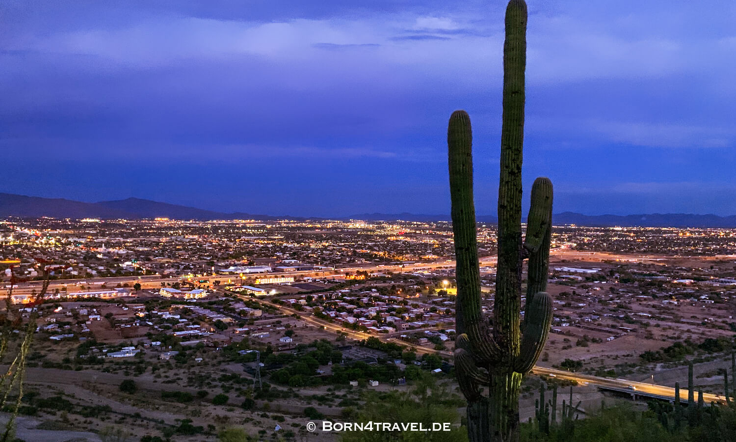 Sunset View from Sentinel Mountain in Tucson, Arizona, USA,born4travel.de
