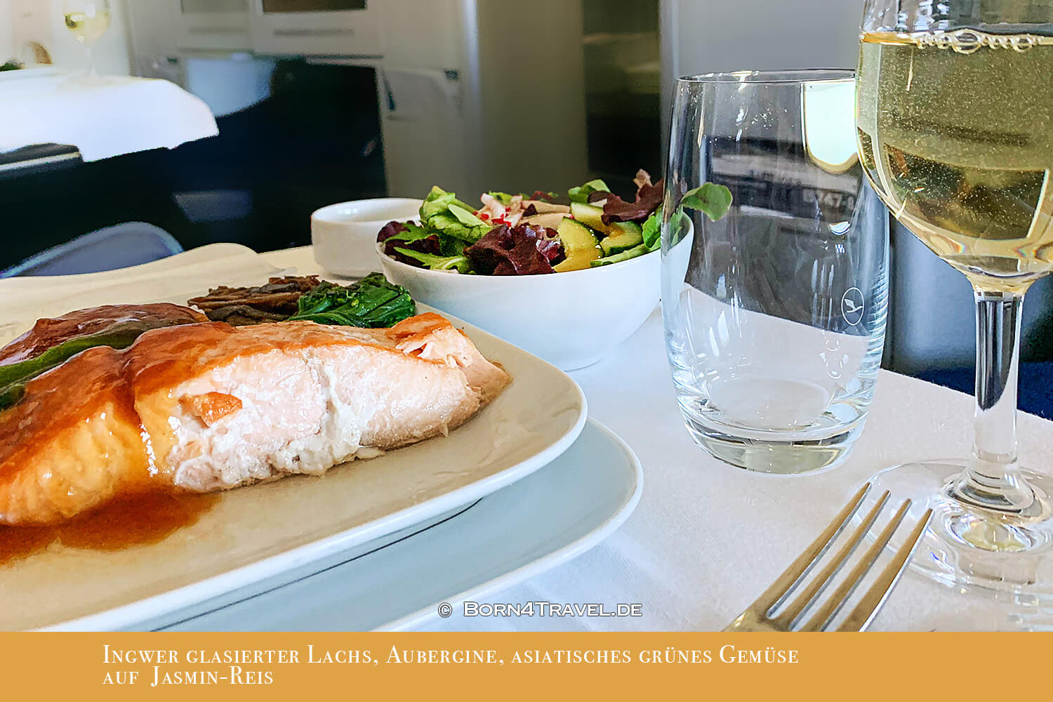 Kulinarik in der Business Class,B747 mit Lufthansa LH 457 LAX-FRA,born4travel.de